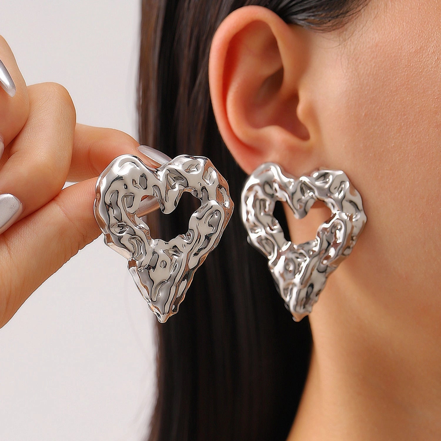 Stylish Pleated Lava Heart Earrings for Women