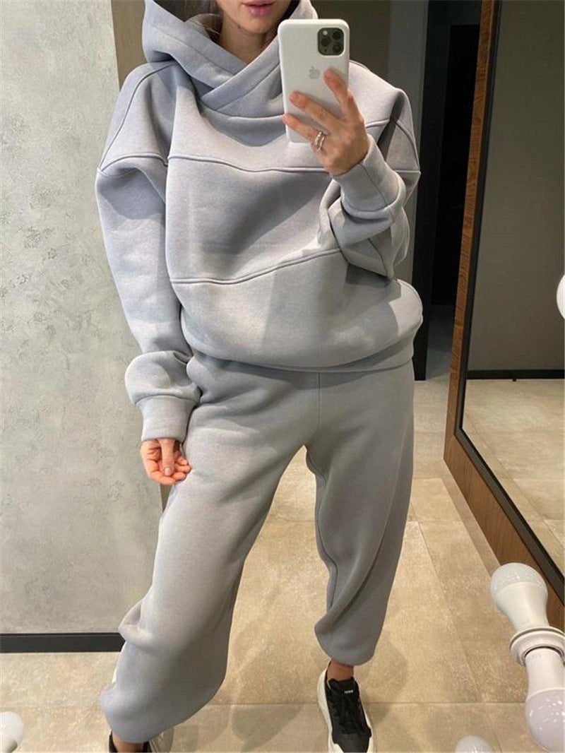 Casual urban sweater fleece and pencil pants suit