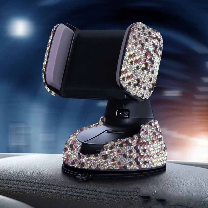 Diamond-encrusted car phone holder with multifunctional air outlet mount