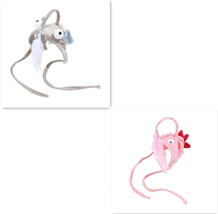 Adjustable Head Wearing Feather Funny Cat Stick Toy for Indoor Play