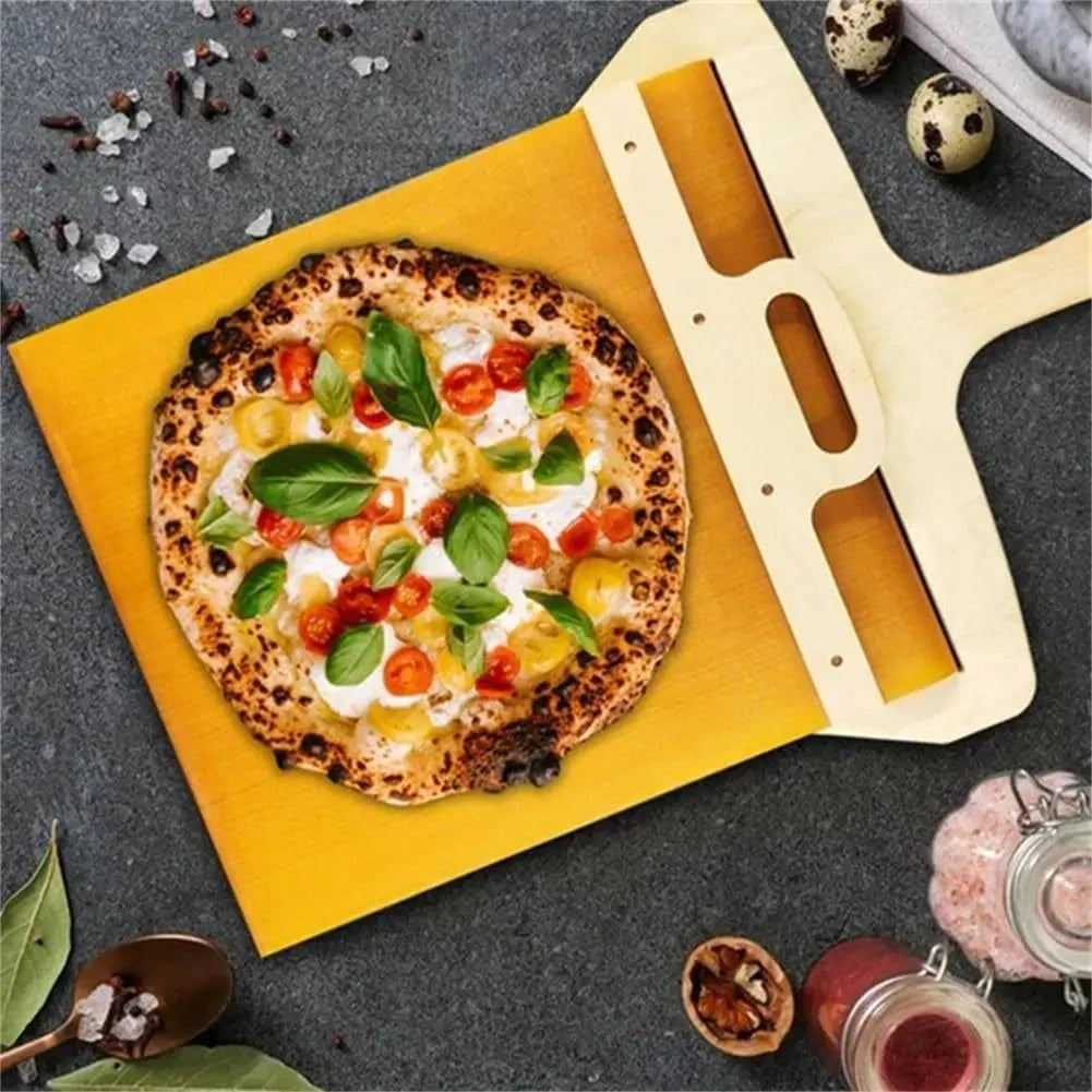 Sliding Pizza Shovel with Non-Stick Surface and Smooth Cutting Board