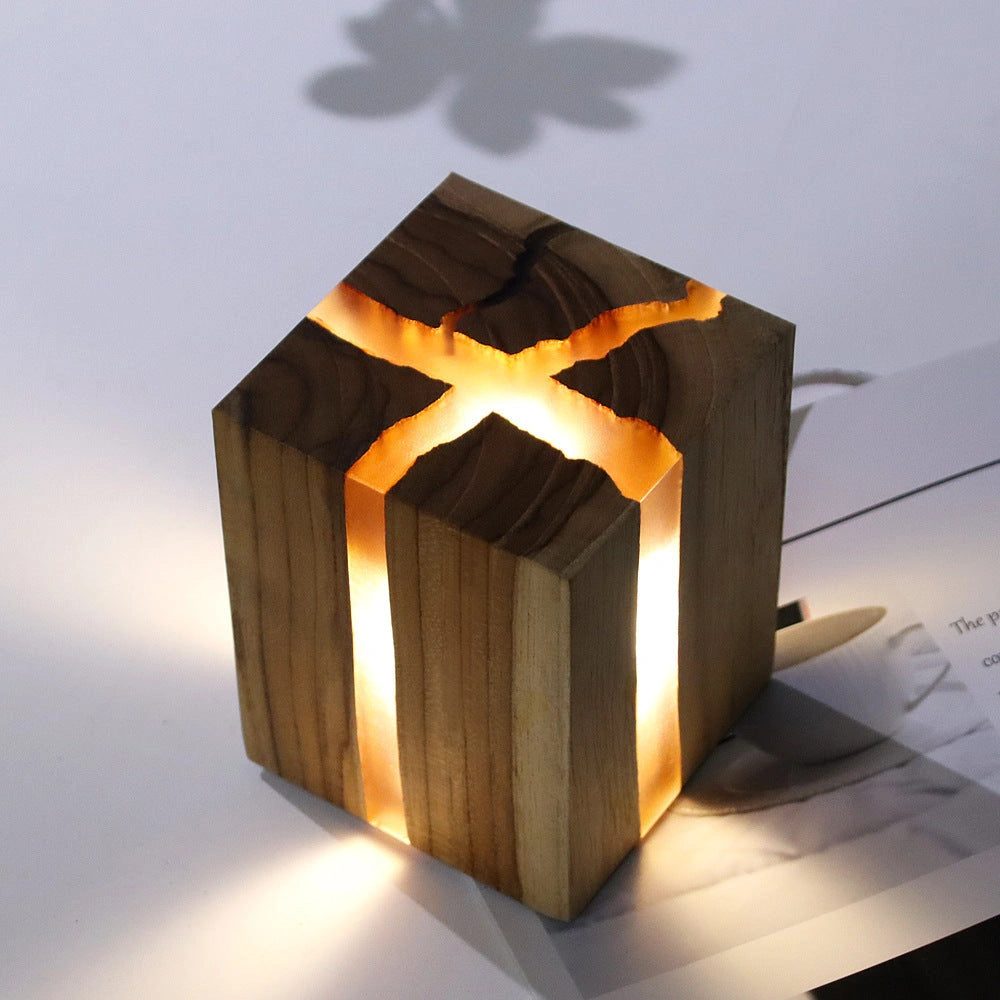Adjustable Wooden LED Desk Lamp with USB Charging
