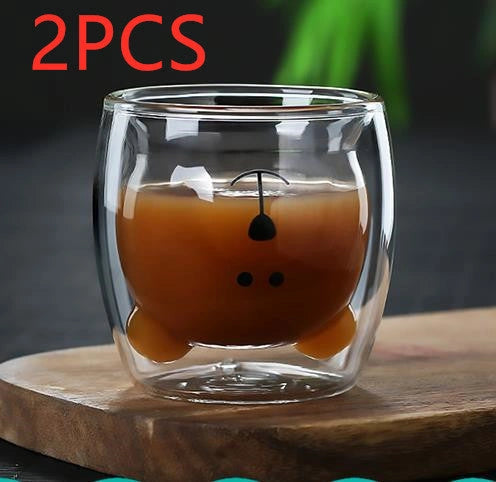 3D Double Layer Panda Cup with Skull Design for Wine