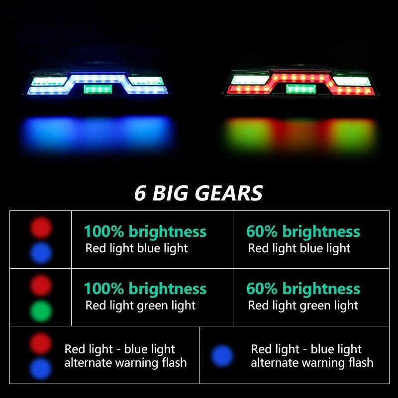 USB Rechargeable Waterproof Bicycle Tail Light with 3 Colour Options