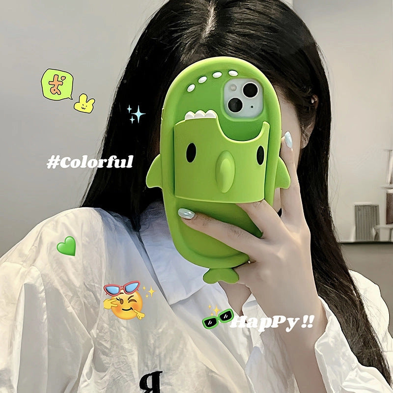 Shark Slipper Silicone Phone Case for iPhone 11-14 Pro Max with Shockproof Protection