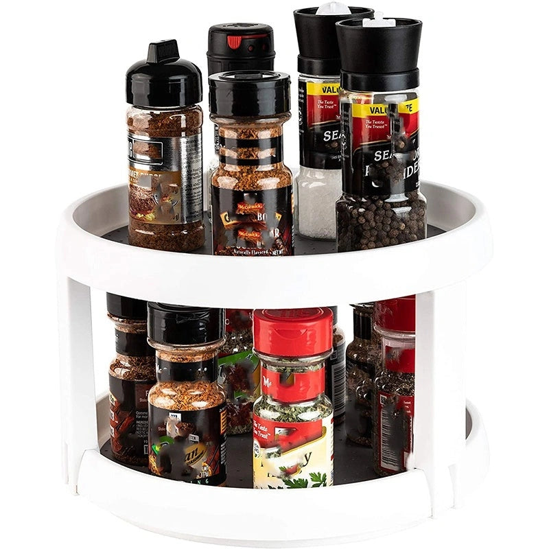 Two Level Storage Turntable - Efficient Rotary Spice Manager for Kitchens and More