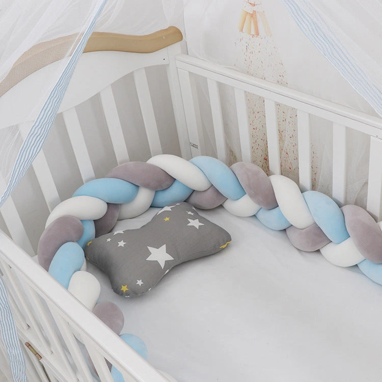 Baby Bumper Bed Braid Knot Pillow Cushion for Infant Crib Safety