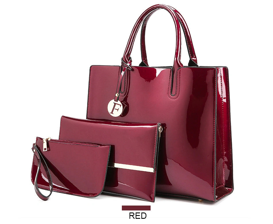 3 Sets Leather Handbags with Zipper Closure and Cell Phone Pocket