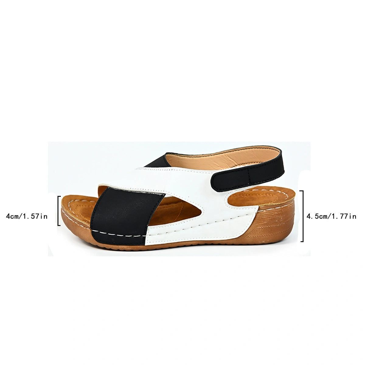 Platform sandals with skirt design and Velcro fastening for beach outings