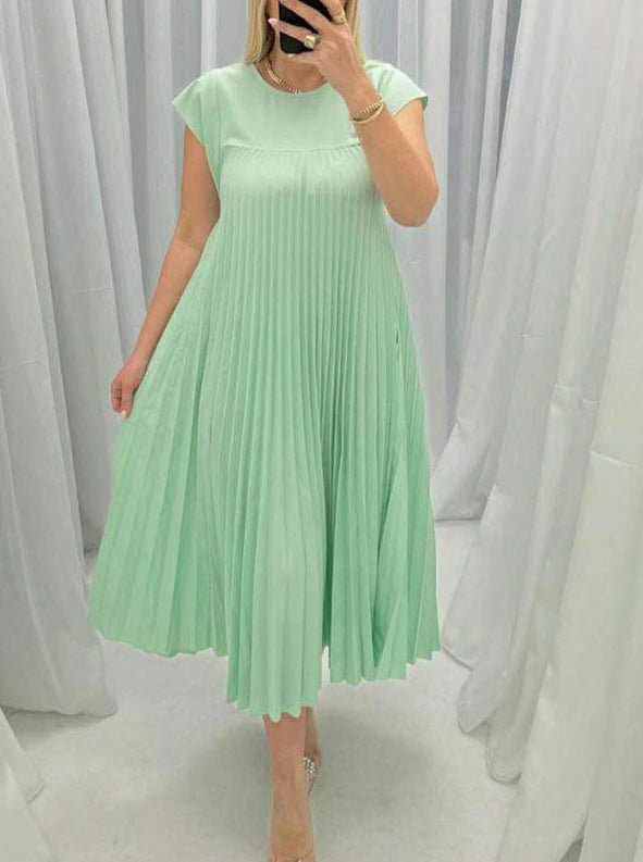 Elegant Summer Pleated Long Dress for Women