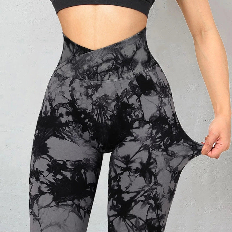 Seamless Tie Dye Leggings for Women with Push-Up Design