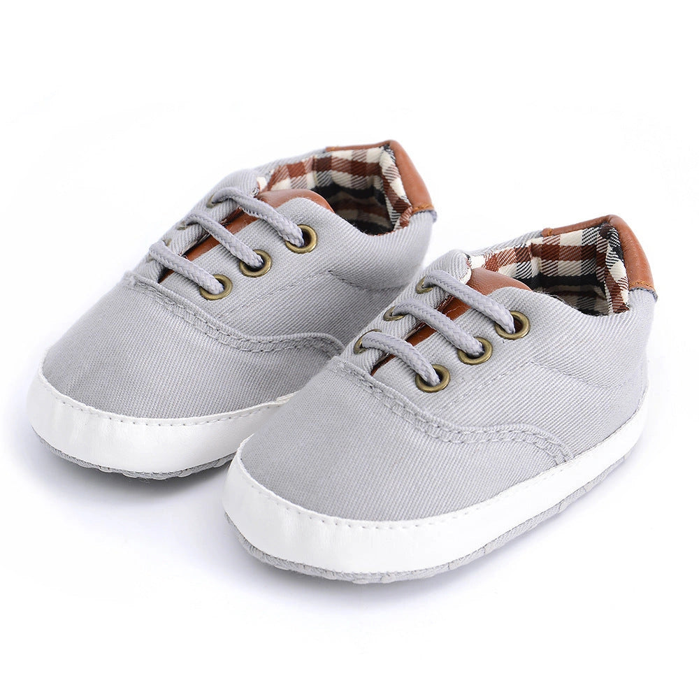 Solid colour casual lace soft bottom baby canvas shoes in multiple sizes