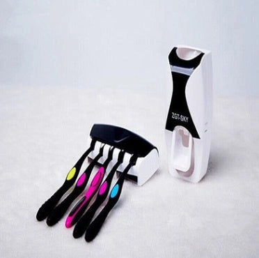Dust-proof automatic toothpaste squeezer and toothbrush holder set