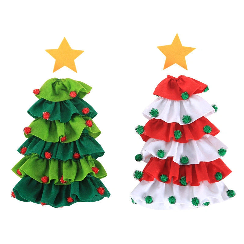 Christmas Wine Bottle Cover with Festive Tree and Ball Decorations