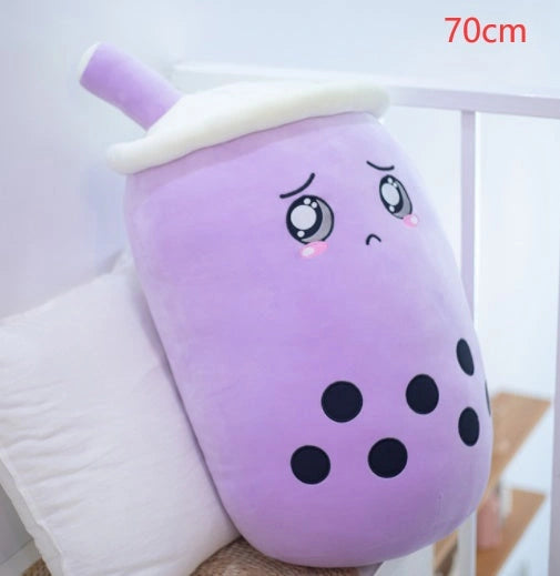Strawberry Milk Tea Plush Boba Toy Pillow for Youth