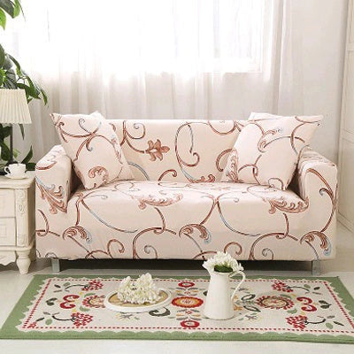 Stretchable geometric print sofa cover with spandex blend