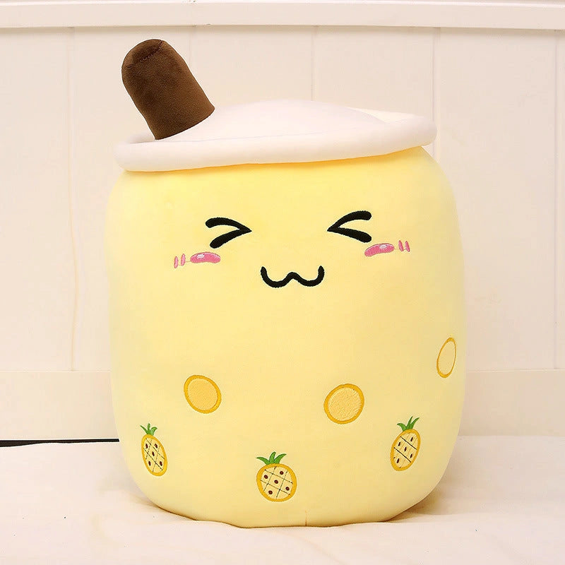 Strawberry Milk Tea Plush Boba Toy Pillow for Youth