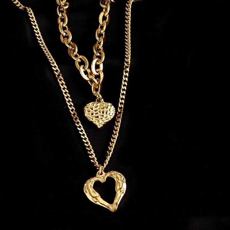 Titanium Steel Angel Wings Love Necklace with Irregular Folds and Heart Design