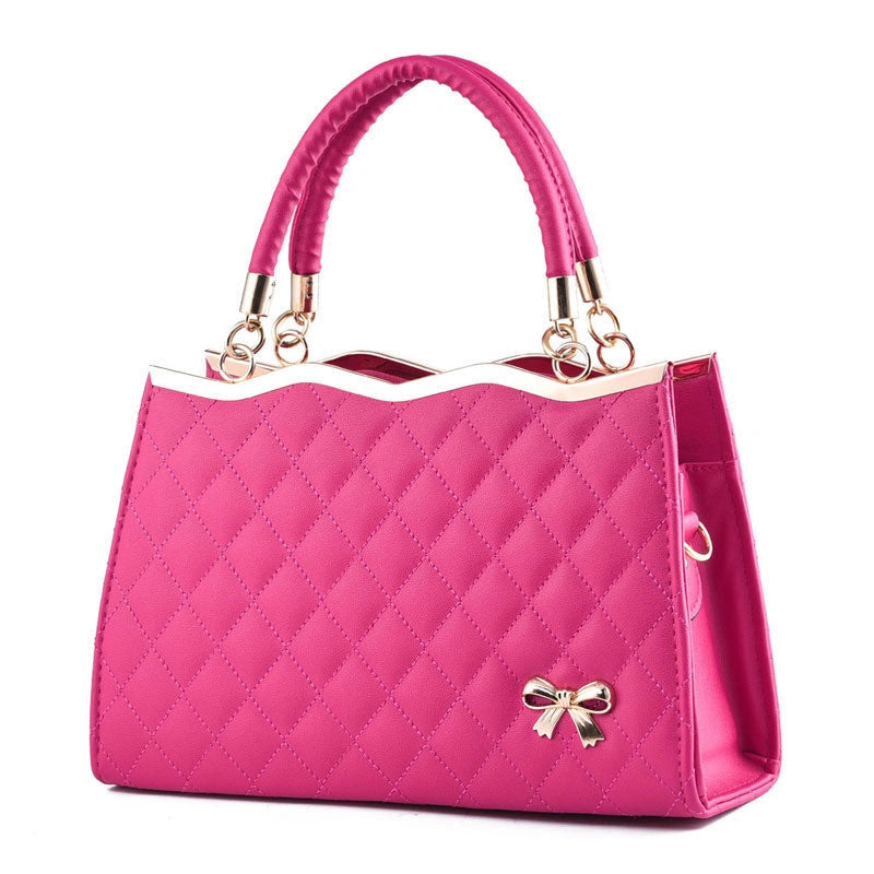 Crossbody shoulder bag with decorative bow in high-quality PU leather