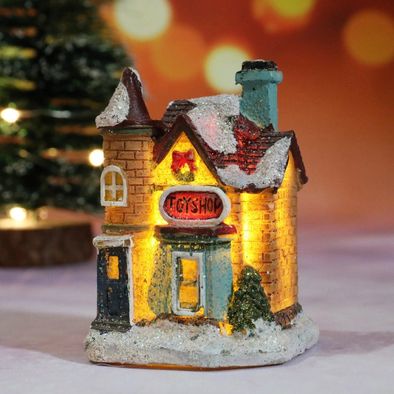 Christmas Decorations Micro Landscape Resin House with Romantic Atmosphere