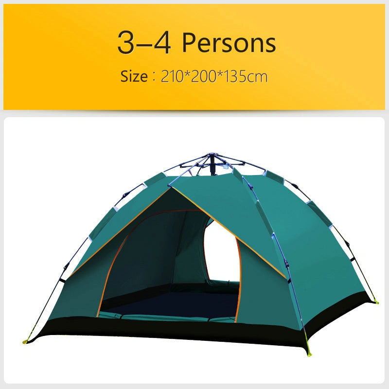 Automatic Hexagonal Tent for Multi-Person Outdoor Camping with Double-Layer Protection
