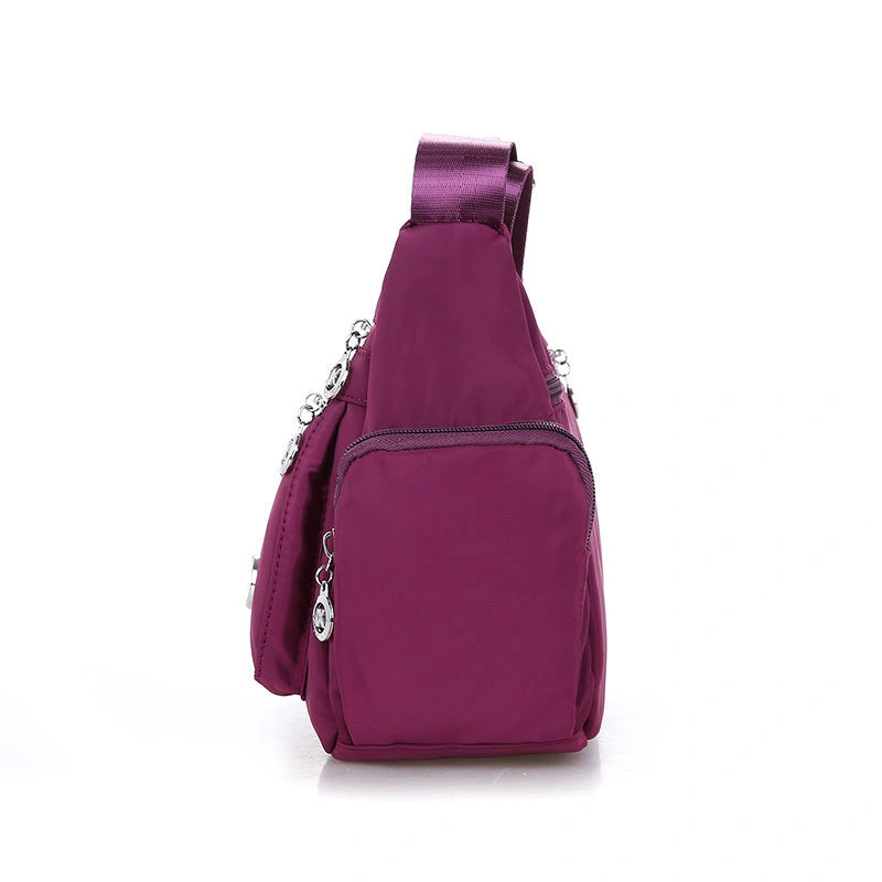 Ladies Waterproof Nylon Oxford Crossbody Bag with Multi-layer Storage