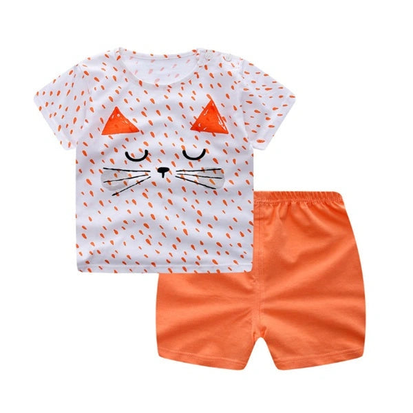 Cotton Cartoon Clothing Sets for Infants and Young Children