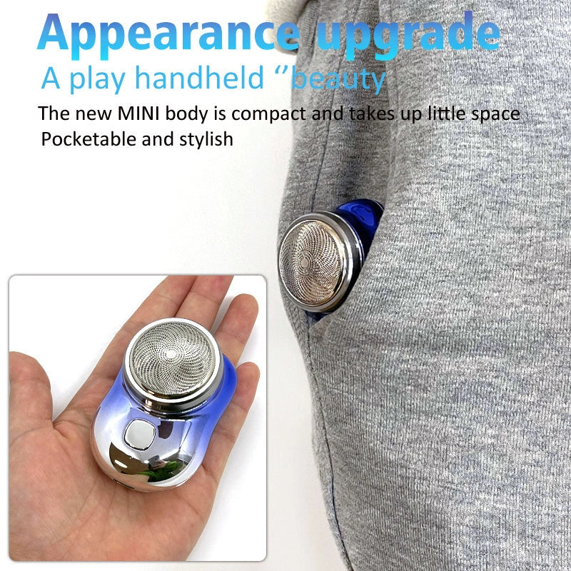 Mini Portable USB Rechargeable Electric Shaver for Men with 6600rpm Motor