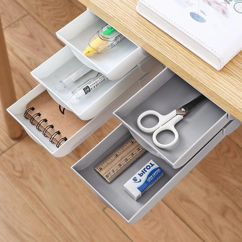 Stackable Hidden Office Drawer Organizer Under Desk Pen Holder