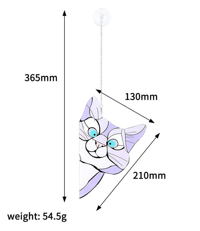 Stained Glass Cat Window Hanger Decoration - Reusable PVC Sticker