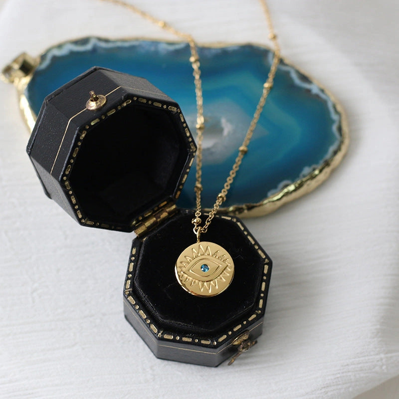 Stylish Titanium Steel Devil's Eye Coin Necklace