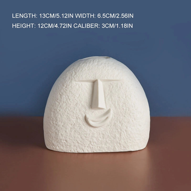 Ceramic Face Vase for Living Room and TV Cabinet Decoration