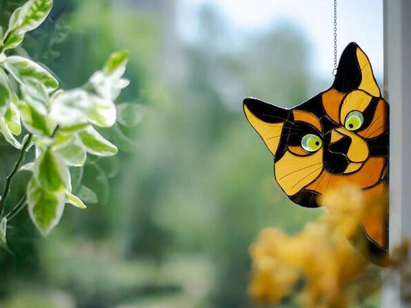Stained Glass Cat Window Hanger Decoration - Reusable PVC Sticker