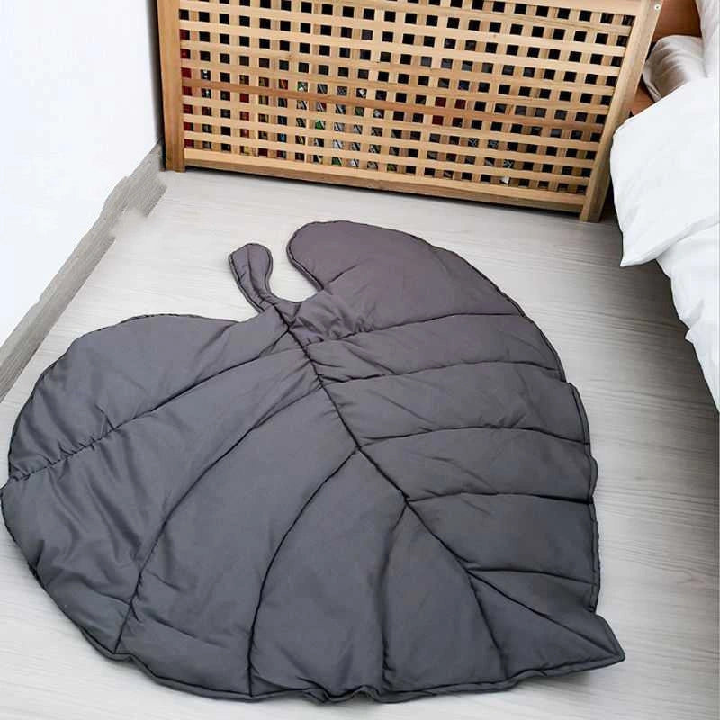 Baby Carpet Cotton Tree Leaf Crawling Floor Mat in Green or Grey