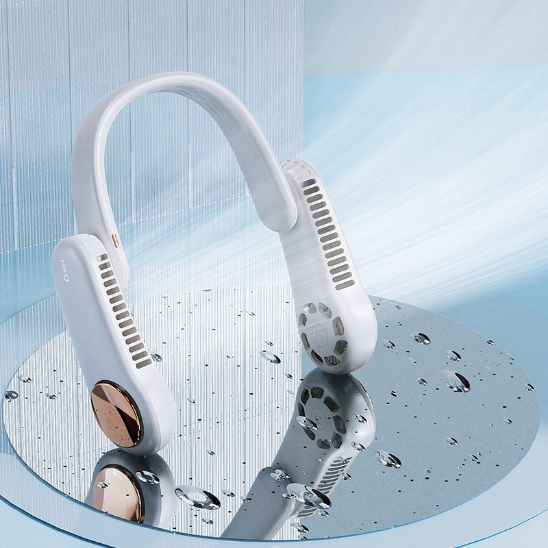 USB Rechargeable Mini Personal Hanging Neck Fan with 360-Degree Rotation