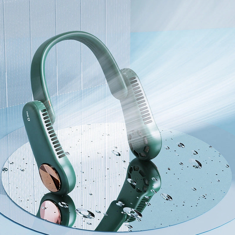 USB Rechargeable Mini Personal Hanging Neck Fan with 360-Degree Rotation