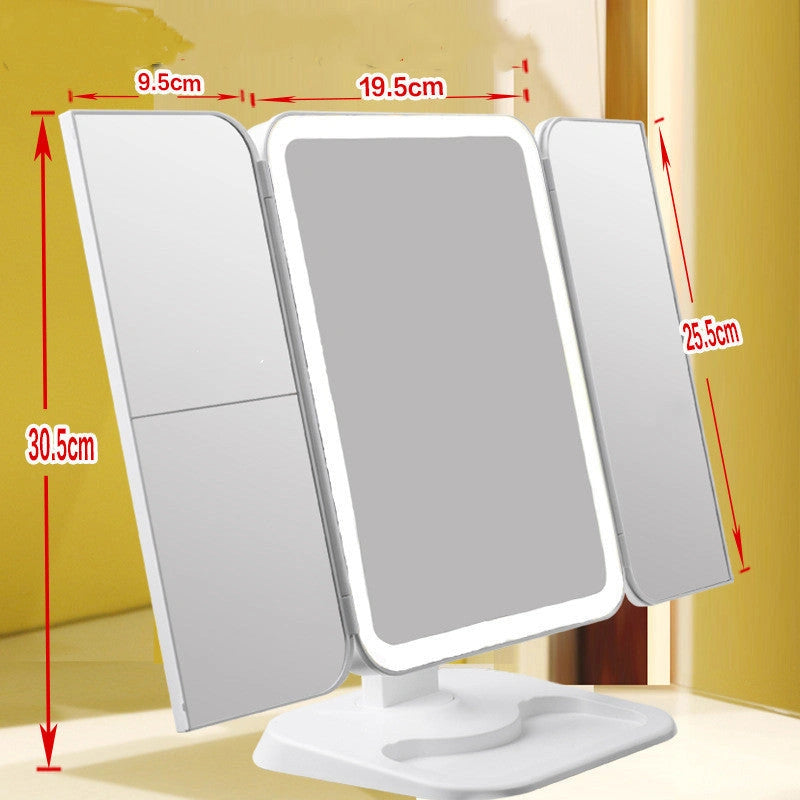 Trifold Makeup Mirror with Adjustable LED Lighting and 10X Magnification