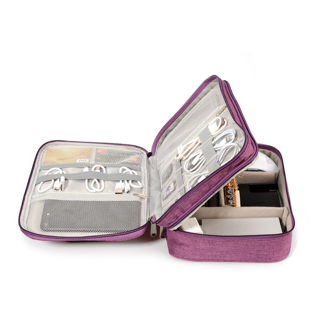 3-layer waterproof cable organizer bag for travel and electronic accessories