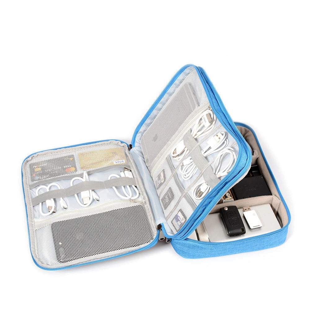 3-layer waterproof cable organizer bag for travel and electronic accessories