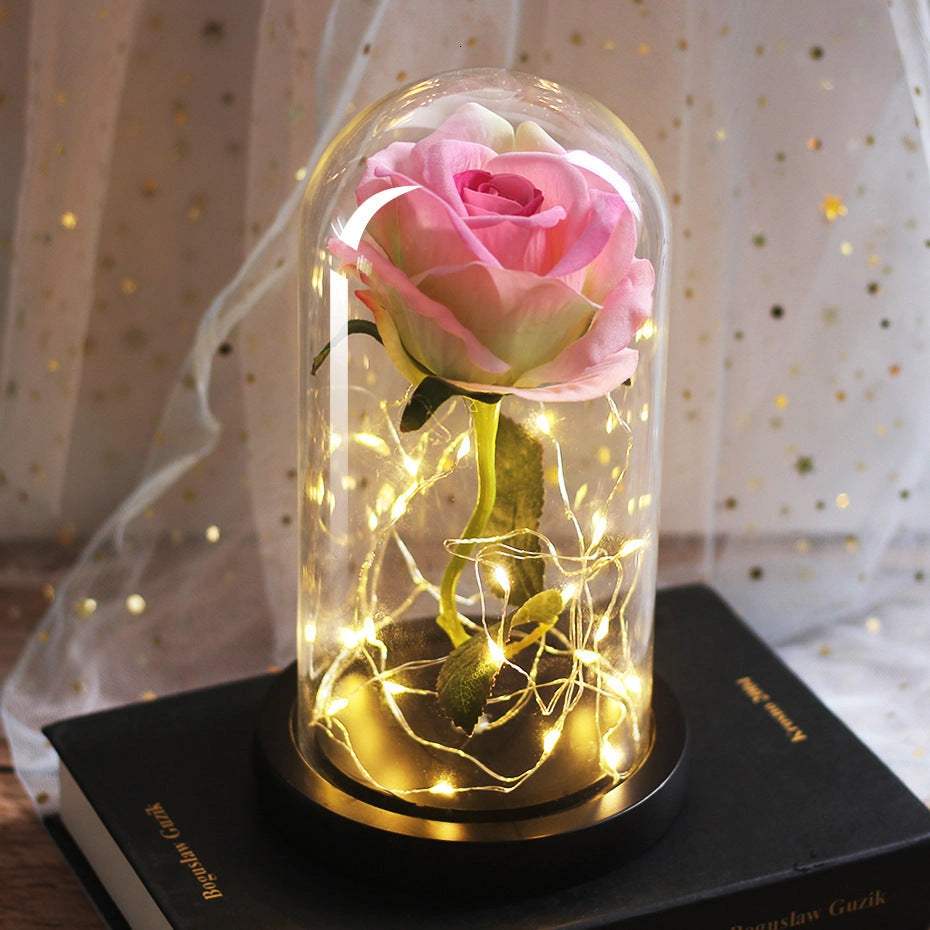 Immortal Simulation Rose with Luminous LED Ornament for Weddings and Gifts