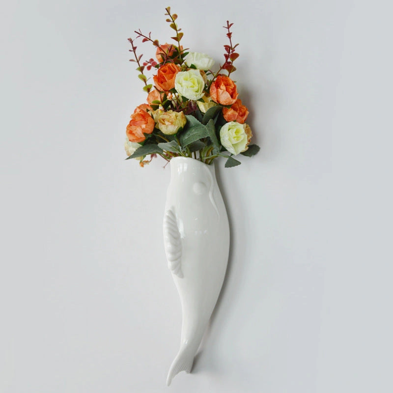 Ceramic Goldfish Vase Wall Hanging for Modern Spaces