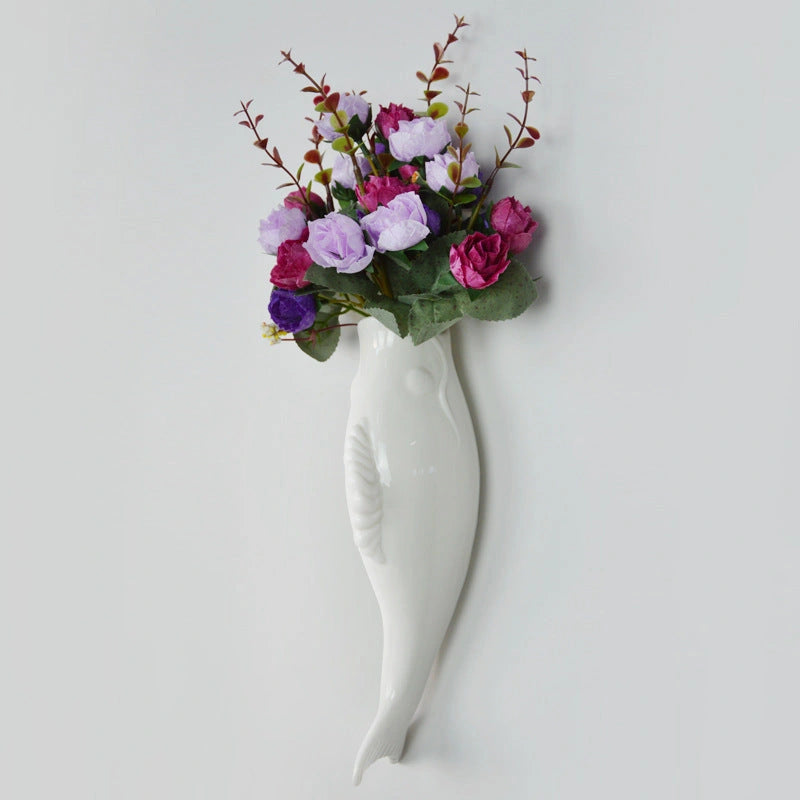 Ceramic Goldfish Vase Wall Hanging for Modern Spaces