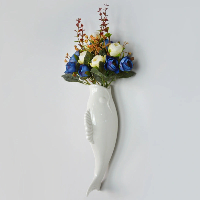 Ceramic Goldfish Vase Wall Hanging for Modern Spaces