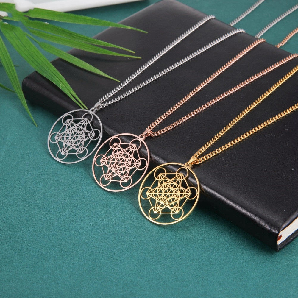 Stainless Steel Hollow Moon Goddess Necklace with Titanium Steel Pendant