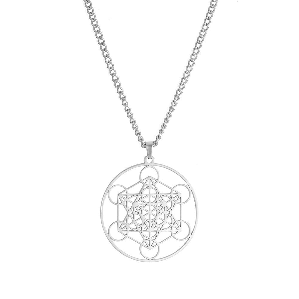 Stainless Steel Hollow Moon Goddess Necklace with Titanium Steel Pendant