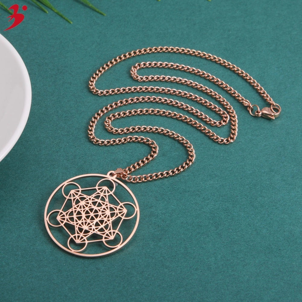 Stainless Steel Hollow Moon Goddess Necklace with Titanium Steel Pendant