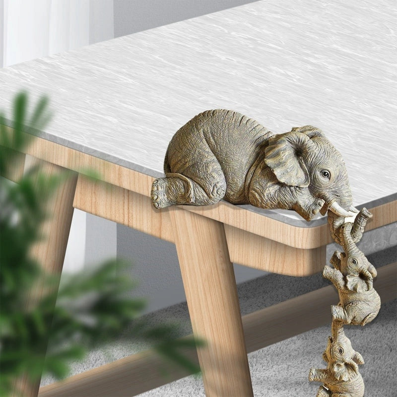 Resin Mother Love Elephant Ornament Set