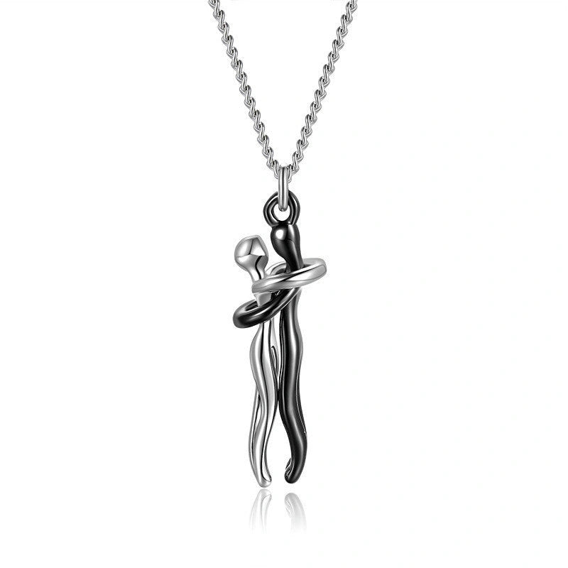 Affectionate Hug Necklace for Couples in Punk Street Style