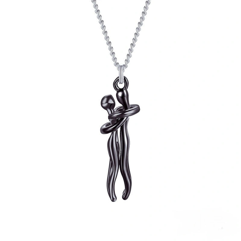 Affectionate Hug Necklace for Couples in Punk Street Style