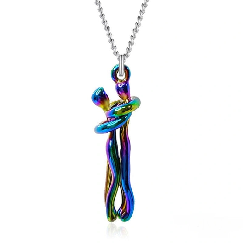 Affectionate Hug Necklace for Couples in Punk Street Style